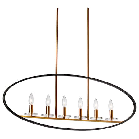 Dainolite 6Lt Incandescent Horizontal Pendant, Mb & Vb FIO-366HP-MB-VB